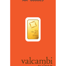 Valcambi Suisse Gold Bar 24KT - 2.5 gram