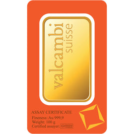 Valcambi Suisse Gold Bar 24KT - 100 gram