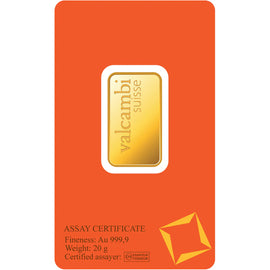 Valcambi Suisse Gold Bar 24KT - 20 gram